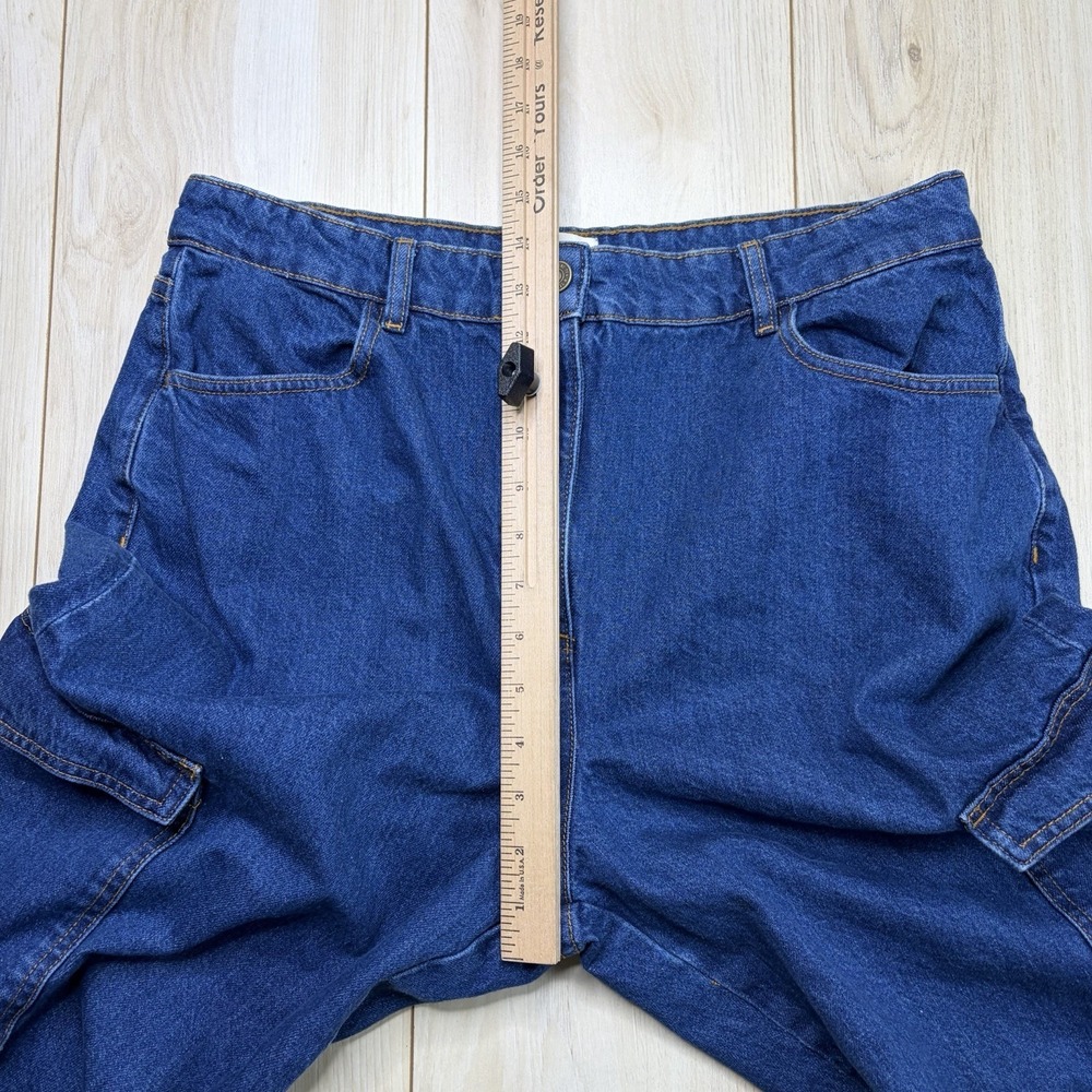 SÉZANE Baggy Denim Cargo Jeans Women's Size 46 34x33 Blue Pockets - Picture 11 of 14